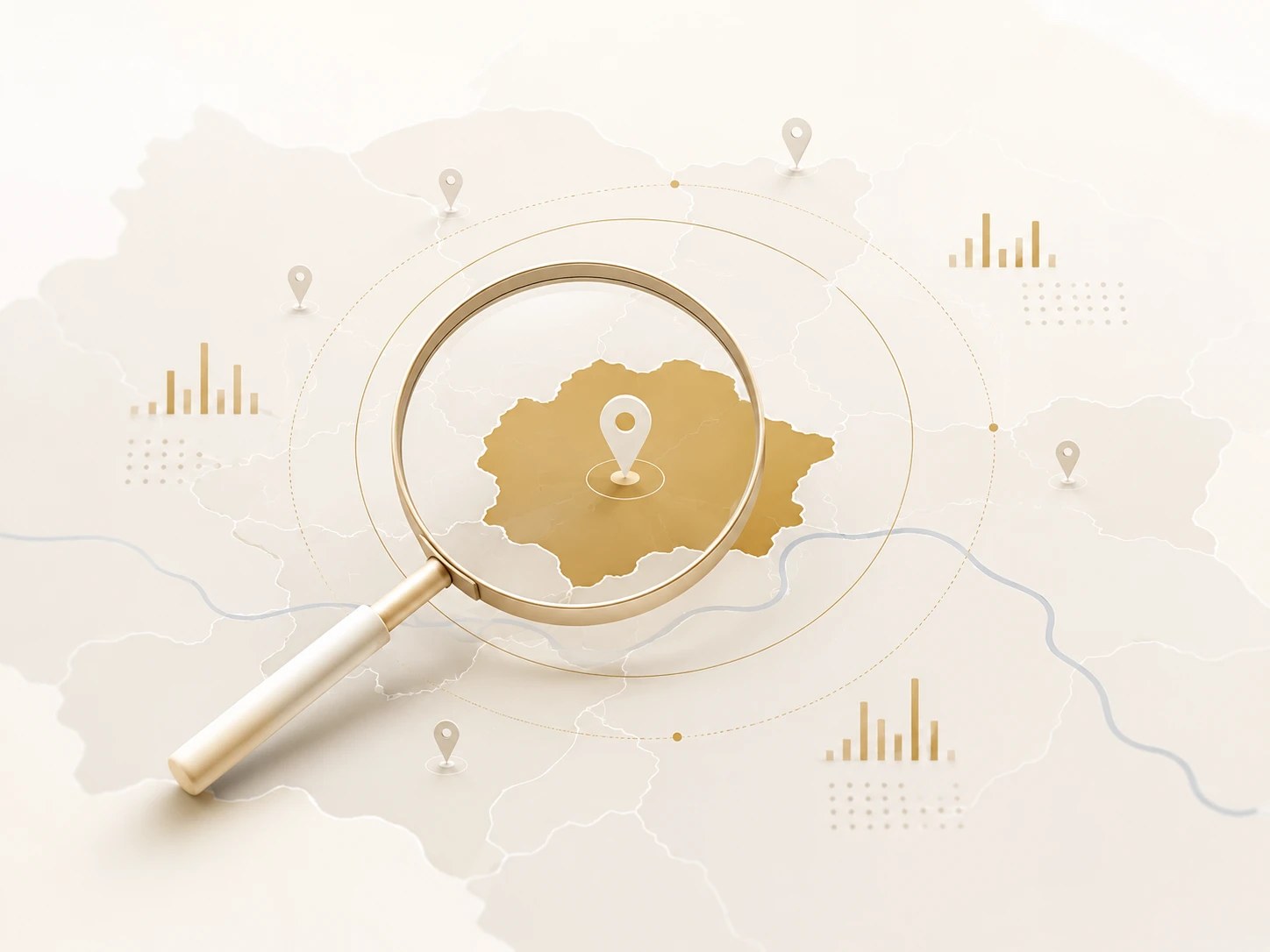 Illustration: Region unter der Lupe mit Nachfrage-Daten